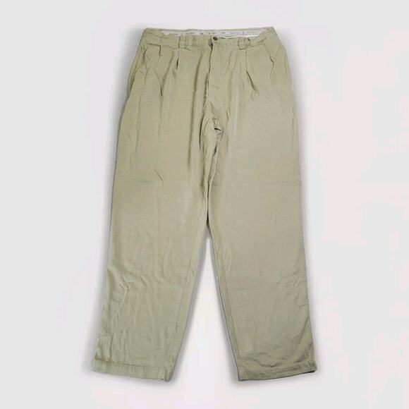 Tommy Bahama Mens 100% Silk Dress Pants Size 40 Tan Flat Front Tropical Weight - Picture 1 of 12